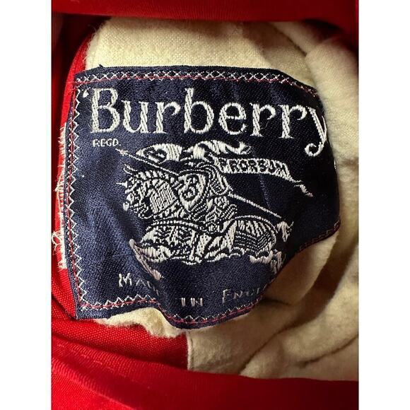 Vintage Reversible Burberry Blue Label Womens Coat Red Cotton/White Wool sz L/XL - Picture 7 of 11